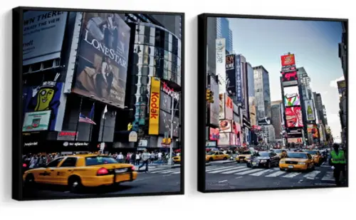 Kit 3 Quadros Nova York Times Square Decoração Com Molduras