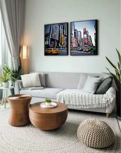 Kit 3 Quadros Nova York Times Square Decoração Com Molduras