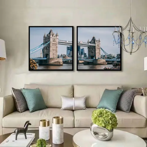 Kit 3 Quadros Ponte Londres Tower Bridge Decoração Molduras