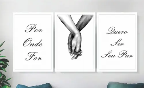 Kit 3 Quadros Por Onde For Decoração Quarto De Casal Moldura