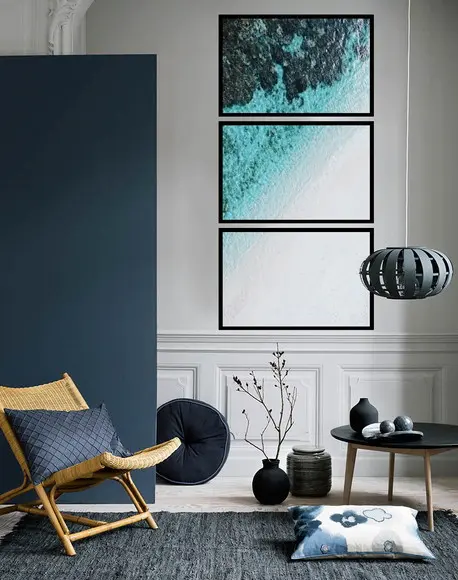Kit 3 Quadros Praia Mar Onda Paisagem Decoração Com Moldura