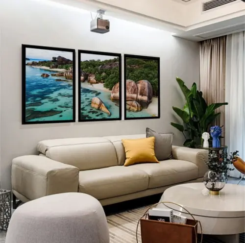 Kit 3 Quadros Praia Paisagem Decoração Conjuntos Com Moldura