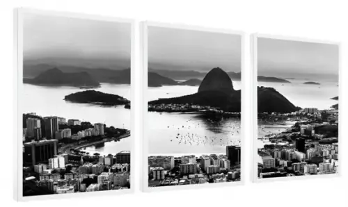 Kit 3 Quadros Rio De Janeiro Corcovado Pb Decoração Molduras