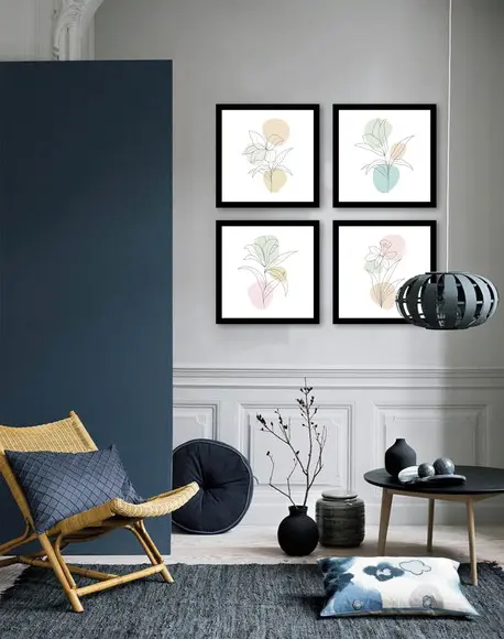 Kit 4 Quadros Decorativos para Sala Pequeno Moderno Flores