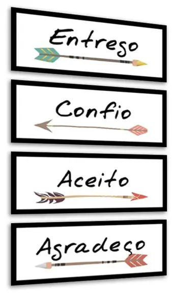 Kit 4 Quadros Frases Positivas Decoração Sala Quarto Moldura