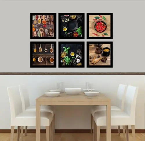 Kit 6 Quadros, Temperos, Cozinha Restaurante, Gourmet Cheff