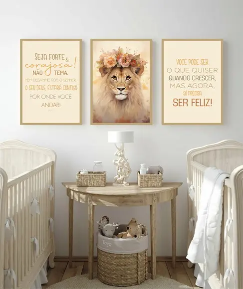 Kit Quadro Decorativo Quarto Infantil Animais Personalizado