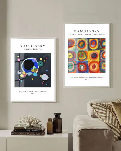 Kit Quadros Decorativos Abstrato Kandinsky Artista Moldura