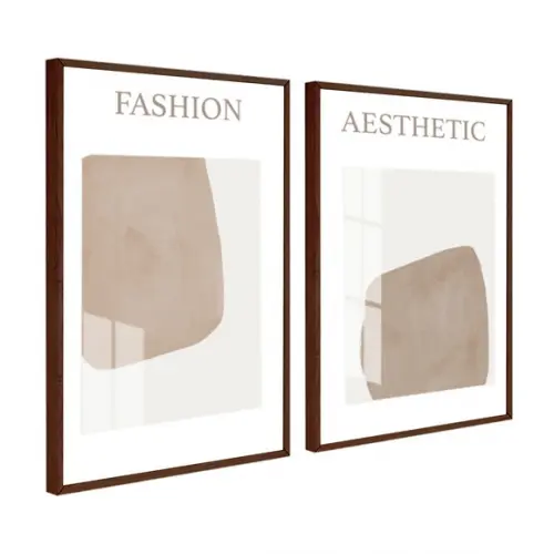 Kit Quadros Decorativos Abstrato Moderno Com Moldura e Vidro