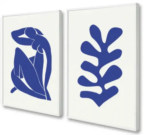 Kit Quadros Decorativos Abstrato Moderno Matisse Com Moldura