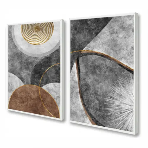 Kit Quadros Decorativos Abstratos Para Sala Modernos Moldura