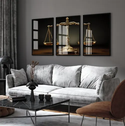 Kit Quadros Decorativos Advogado Escritório Moldura e Vidro