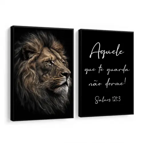 Kit Quadros Decorativos Aquele Que Te Guarda Não Dorme Leão