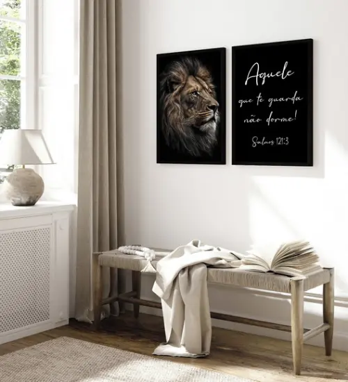 Kit Quadros Decorativos Aquele Que Te Guarda Não Dorme Leão