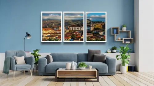 Kit Quadros Decorativos Cidade Histórica Ouro Preto Moldura