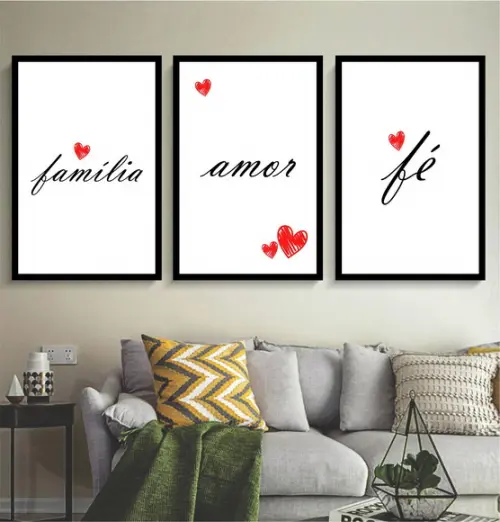 Kit Quadros Decorativos Com Frases Para Quarto Sala Moldura