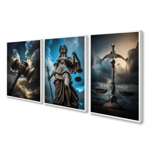 Kit Quadros Decorativos Escritório Advogado Deusa da Justiça