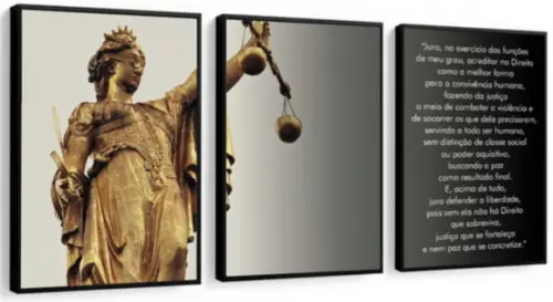 Kit Quadros Decorativos Deusa Da Justiça Escritório Moldura