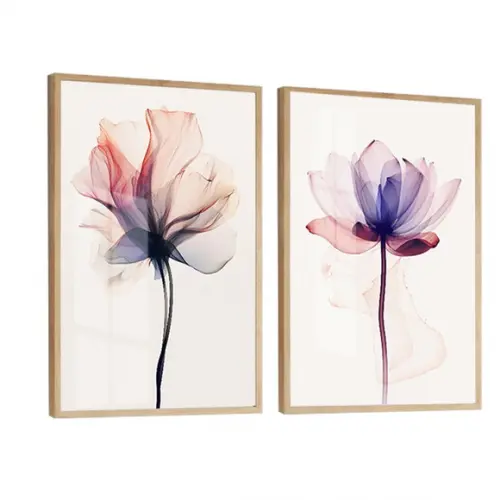 Kit Quadros Decorativos Flores Rosa Sala Moderna Luxo Vidro