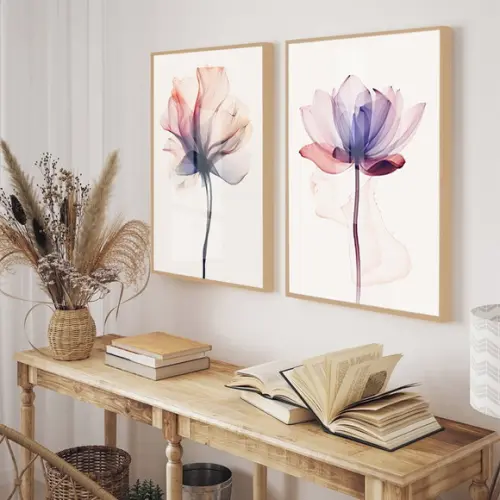 Kit Quadros Decorativos Flores Rosa Sala Moderna Luxo Vidro