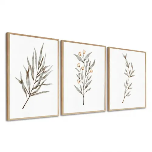 Kit Quadros Decorativos Folhagem Moderna Sala Quarto Moldura