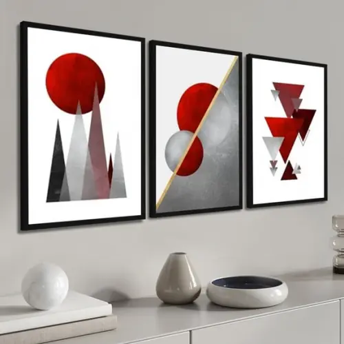 Kit Quadros Decorativos Geométrico Sala Quarto Casa Moldura