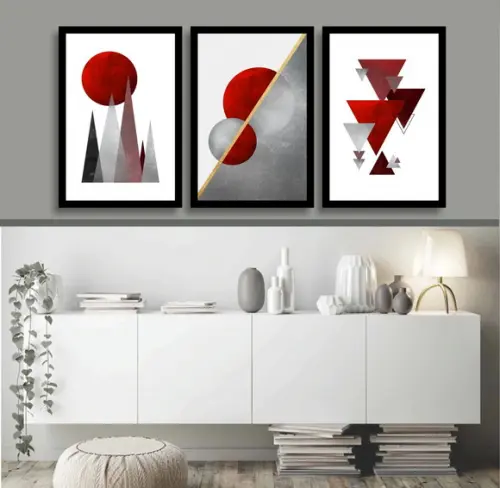 Kit Quadros Decorativos Geométrico Sala Quarto Casa Moldura