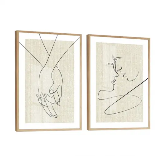 Kit Quadros Decorativos Moderno Quarto Casal Moldura e Vidro