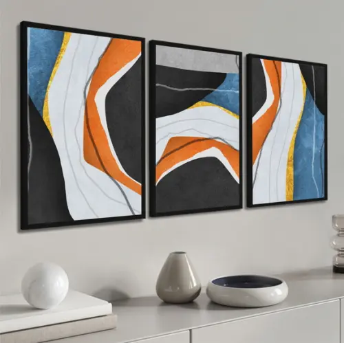 Kit Quadros Decorativos Modernos Abstratos para Sala Moldura