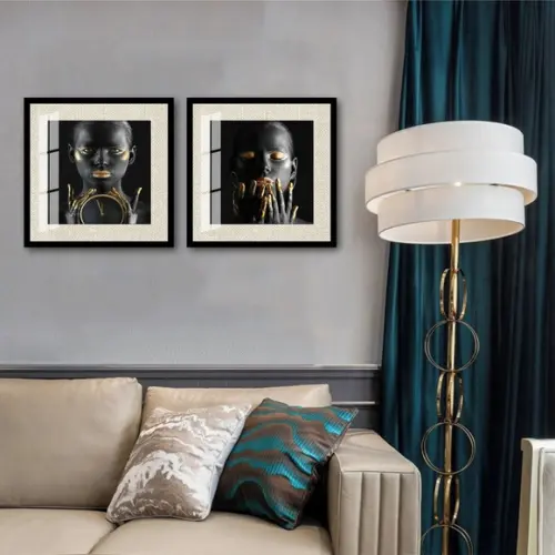 Kit Quadros Decorativos Mulheres Negras Com Moldura e Vidro