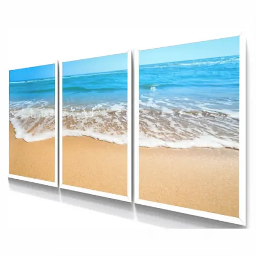 Kit Quadros Decorativos Paisagem Mar Praia Para Sala Moldura