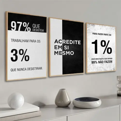 Kit Quadros Decorativos para Escritório Frases Motivacional