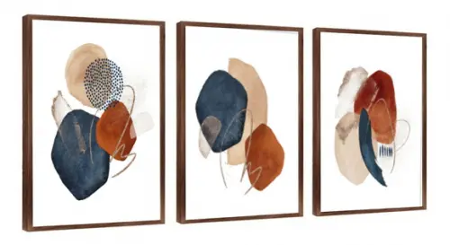Kit Quadros Decorativos Para Sala De Estar Abstrato Moldura