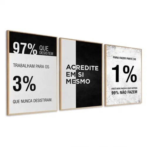 Kit Quadros Decorativos para Escritório Frases Motivacional