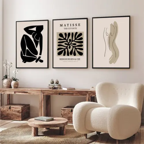 Kit Quadros Decorativos Para Sala Modernos Matisse Moldura