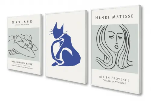 Kit Quadros Decorativos Para Sala Quarto Matisse Com Moldura