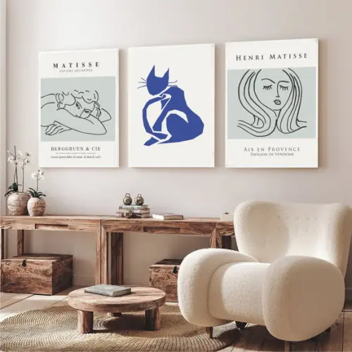 Kit Quadros Decorativos Para Sala Quarto Matisse Com Moldura