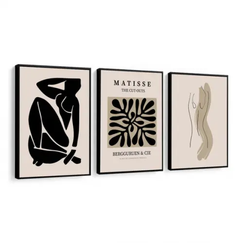 Kit Quadros Decorativos Para Sala Modernos Matisse Moldura