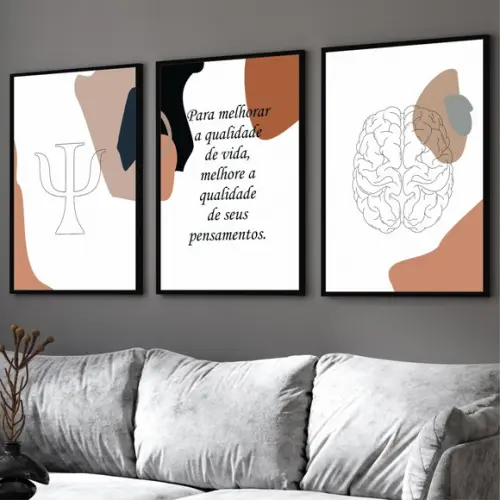 Kit Quadros Decorativos Psicologia Consultório Frases Vidro