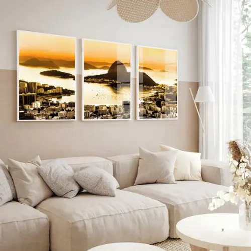 Kit Quadros Decorativos Rio de Janeiro Cidade Paisagem Vidro