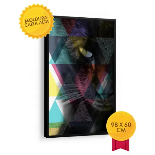 Quadro Abstratos Pantera Animais Decoração Colorido Molduras