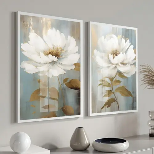 Quadro Decorativo Abstrato Flor Sala Quarto Hall Luxo Vidro