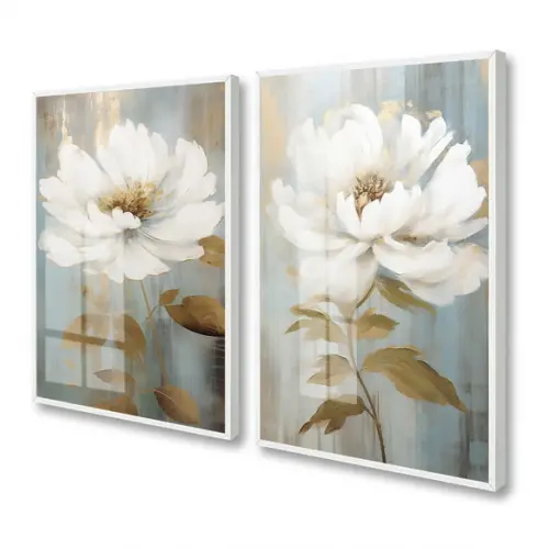 Quadro Decorativo Abstrato Flor Sala Quarto Hall Luxo Vidro