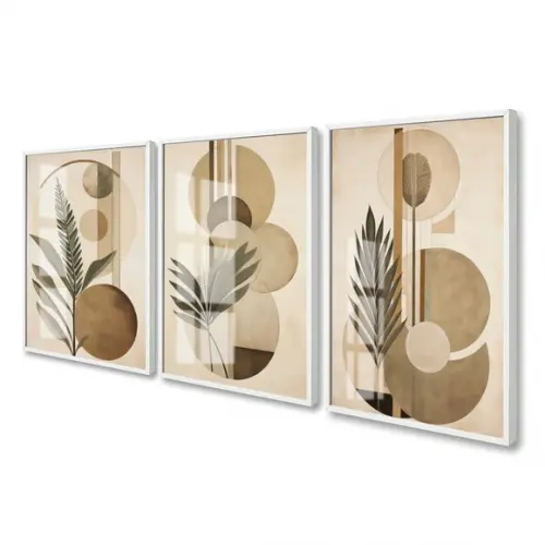 Quadro Decorativo Abstrato Folhagem Geométrico Luxo Vidro