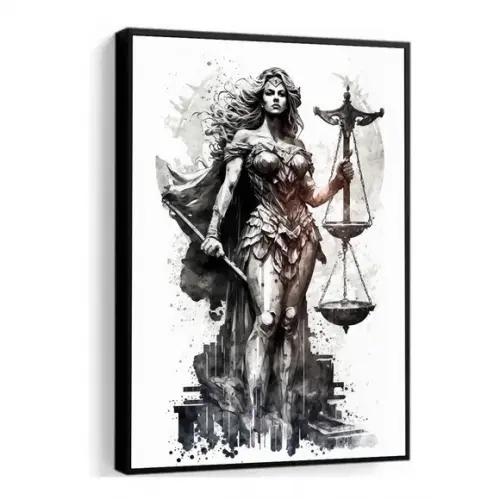 Quadro Decorativo Advogado Deusa da Justiça Direito Moldura