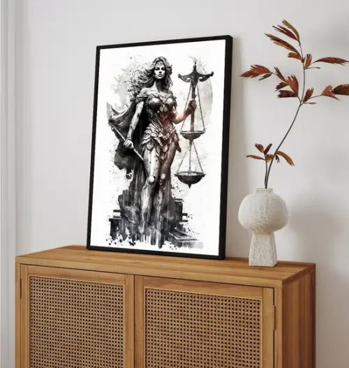 Quadro Decorativo Advogado Deusa da Justiça Direito Moldura