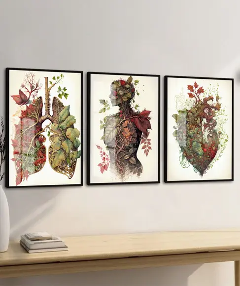 Quadro Decorativo Anatomia Humana Consultório Moldura Vidro