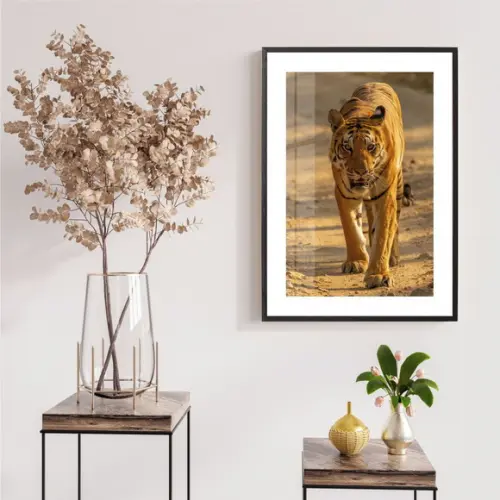 Quadro Decorativo Animal Tigre Para Sala Com Moldura e Vidro