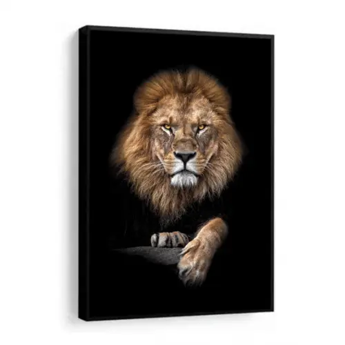 Quadro Decorativo Animais Modernos Leão de Judá com Moldura