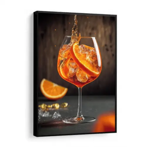 Quadro Decorativo Aperol Drink Bebidas Bares com Moldura